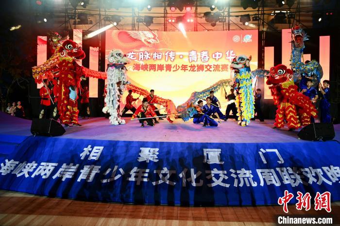 兩岸青少年同臺呈現(xiàn)龍獅表演?！⊥鯑|明 攝