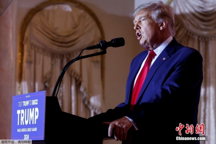 當(dāng)?shù)貢r(shí)間2022年11月15日，美國(guó)前總統(tǒng)特朗普在佛羅里達(dá)州海湖莊園發(fā)表演講，正式宣布將參加2024年美國(guó)總統(tǒng)大選。據(jù)美媒報(bào)道，特朗普已正式提交文件加入2024年總統(tǒng)競(jìng)選。這是特朗普第三次發(fā)起美國(guó)總統(tǒng)競(jìng)選活動(dòng)。