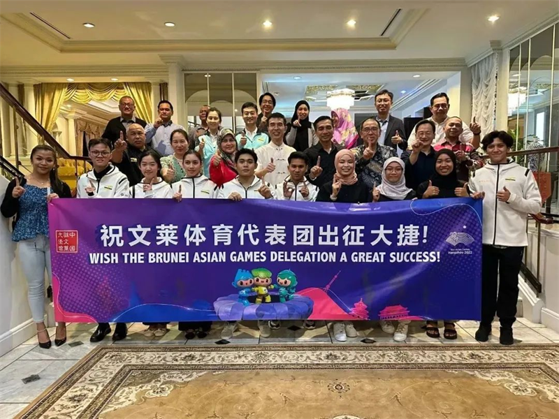 肖建國(guó)大使同參加歡送儀式的文方嘉賓、代表團(tuán)成員等合影留念。圖片由使館提供