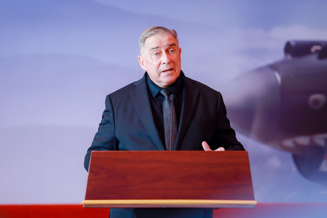 2023年10月30日，美中航空遺產(chǎn)基金會主席杰弗里·格林在中國人民抗日戰(zhàn)爭紀(jì)念館的活動中發(fā)表講話。中國人民對外友好協(xié)會供圖