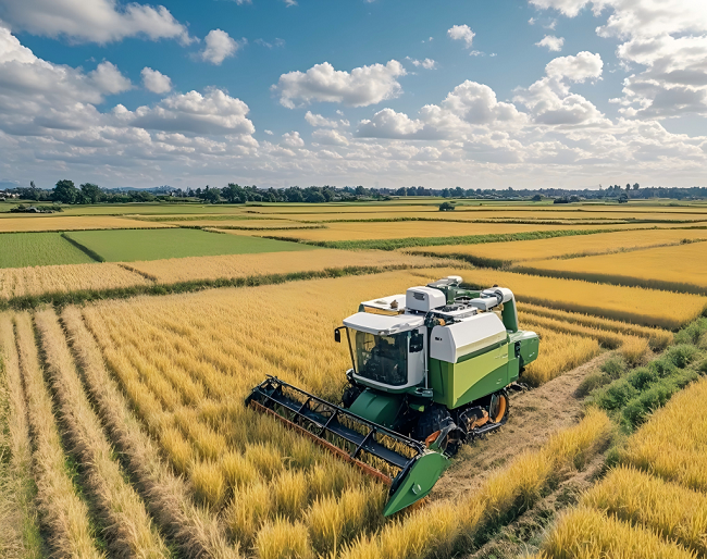 河南省信陽市羅山縣水稻種植戶抓住有利天氣搶收水稻。黃錢錢攝