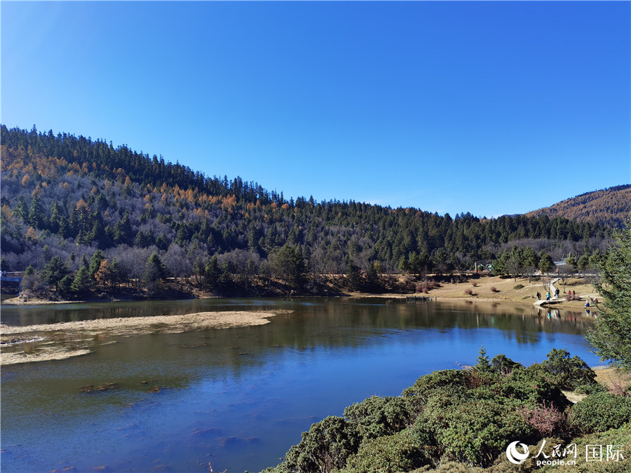 香格里拉國(guó)家公園景區(qū)內(nèi)，被譽(yù)為“高原仙子”的屬都湖吸引了眾多游客。人民網(wǎng)記者 杜明明攝