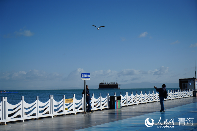 游客在青海湖二郎劍景區(qū)游玩。人民網(wǎng) 況玉攝