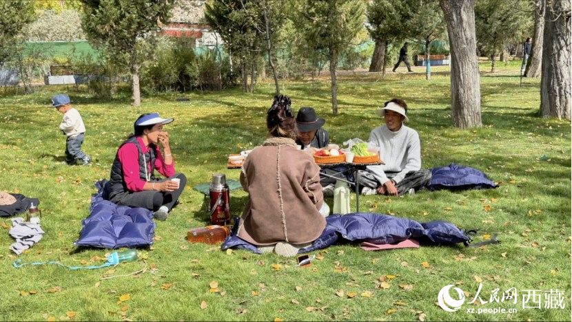 圖為市民在公園內(nèi)聚會。人民網(wǎng)記者 次仁羅布攝